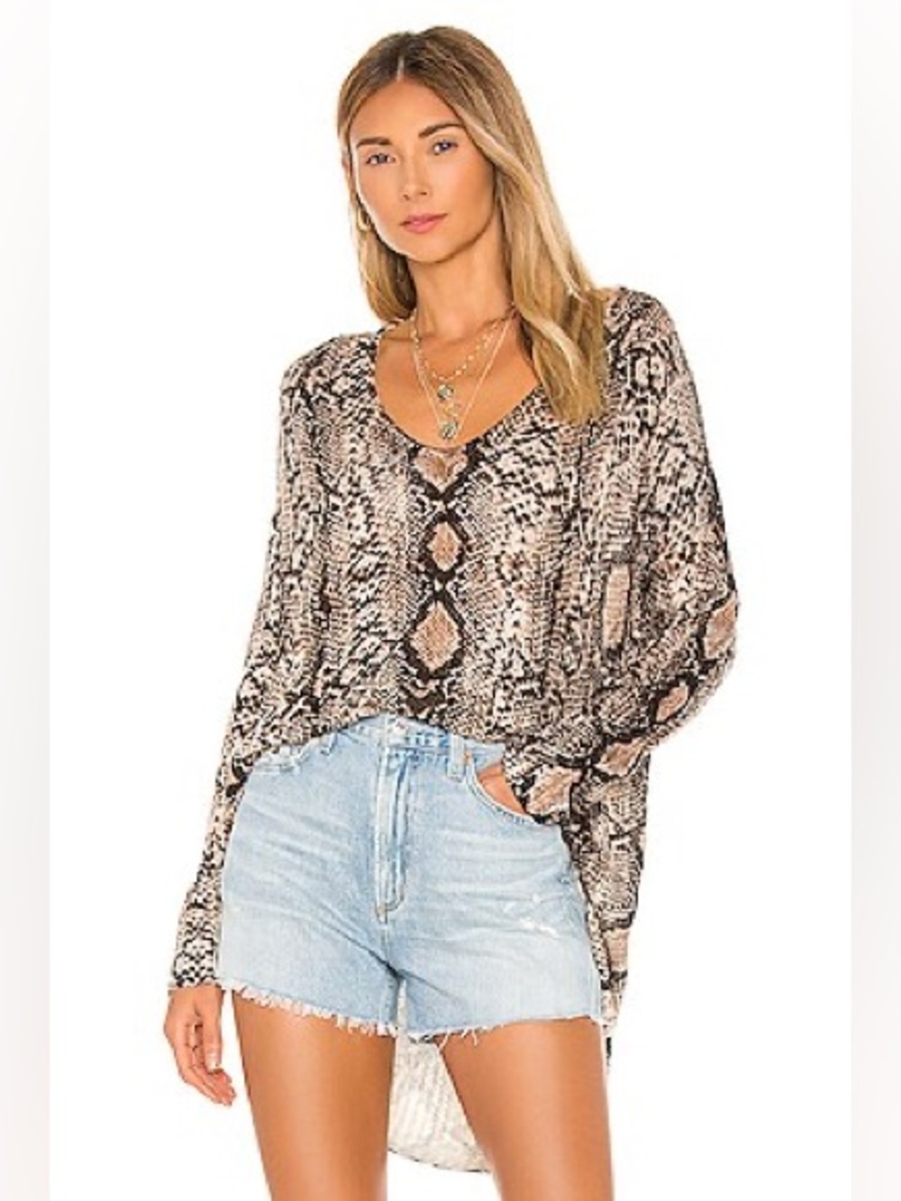 Show Me Your Mumu Hug Me Python Knit Oversized Sweater Sz S